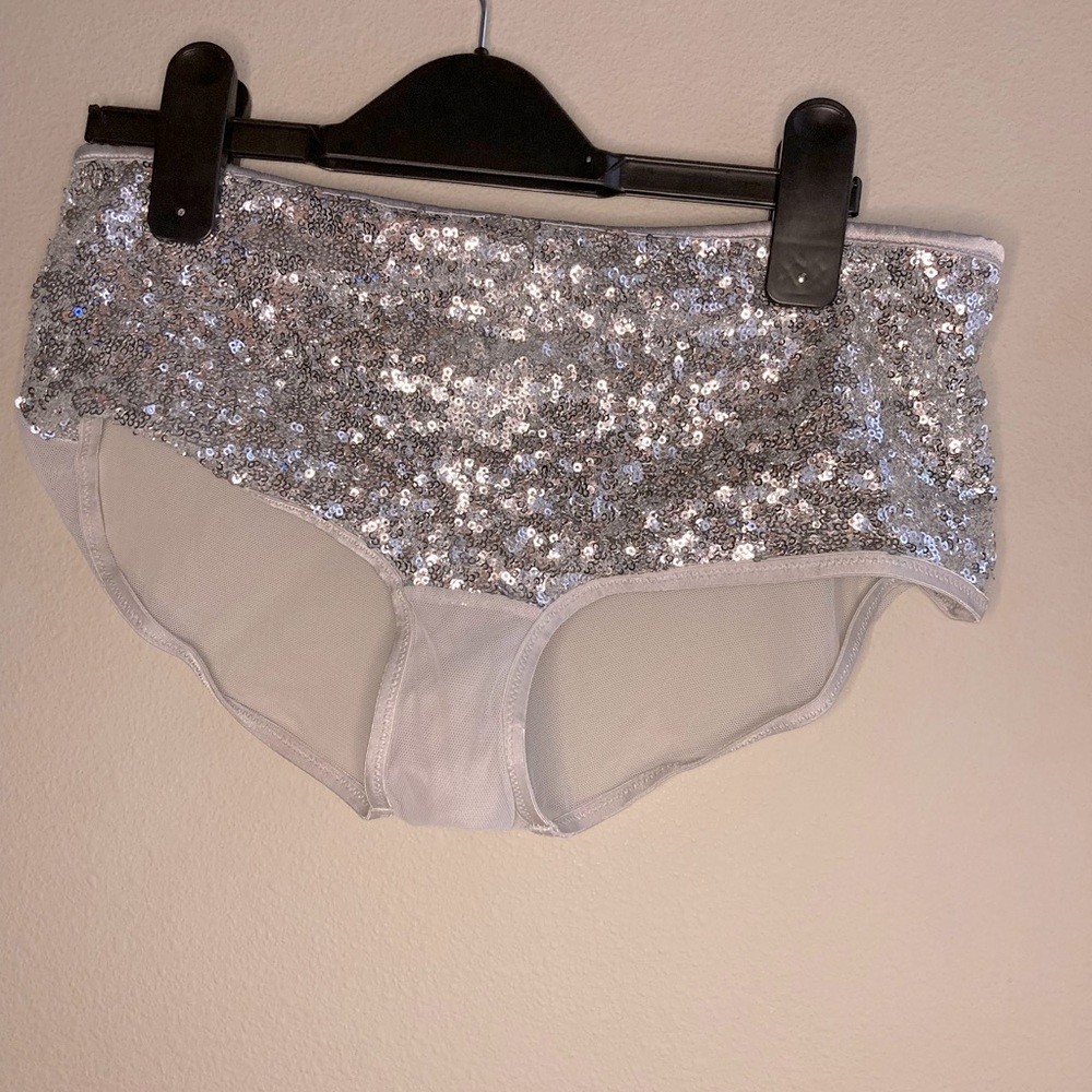Glittery Silver Sequins High-Waisted Booty Shorts